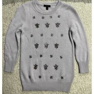 J. Crew Womens XS Jeweled Cluster Wool Mohair Acrylic Blend 08834 Sweater Lilac
